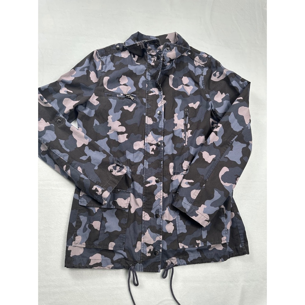 Banana Republic Womens‎ Camo Military Anorak Jacket Blue Gray Size M